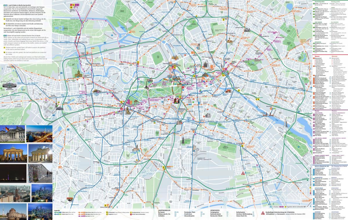 berlin, carte de la ville avec des attractions