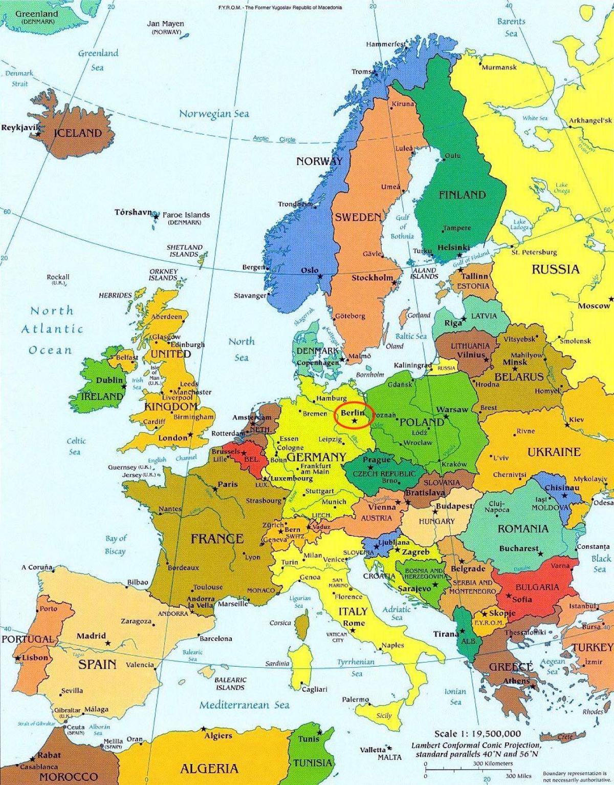 la carte de berlin, la carte de l'europe