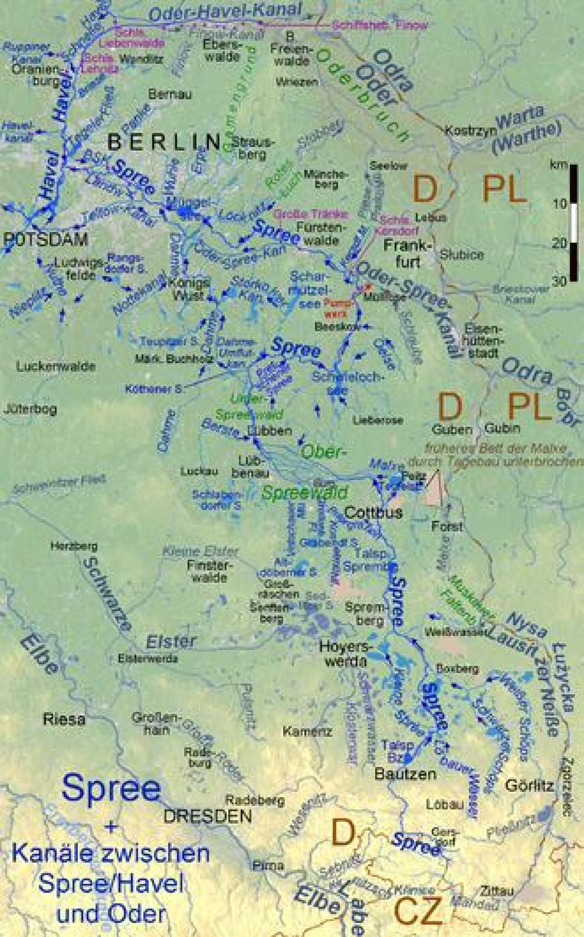 carte de berlin rivières