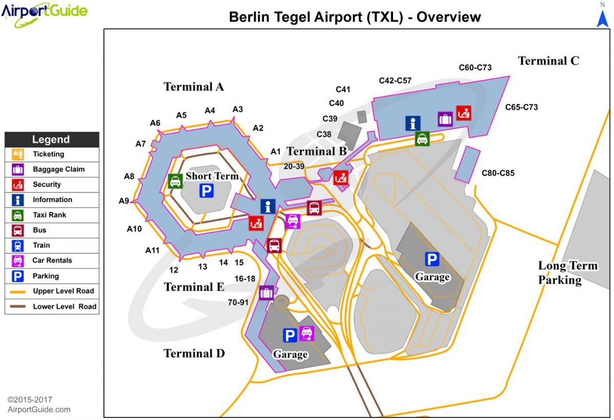 txl de berlin, carte de l'aéroport