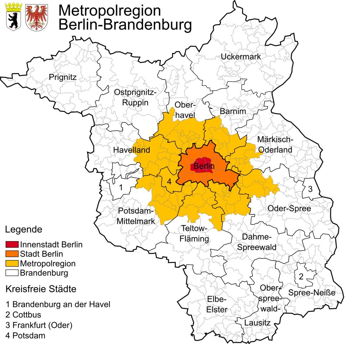 carte de la région de berlin