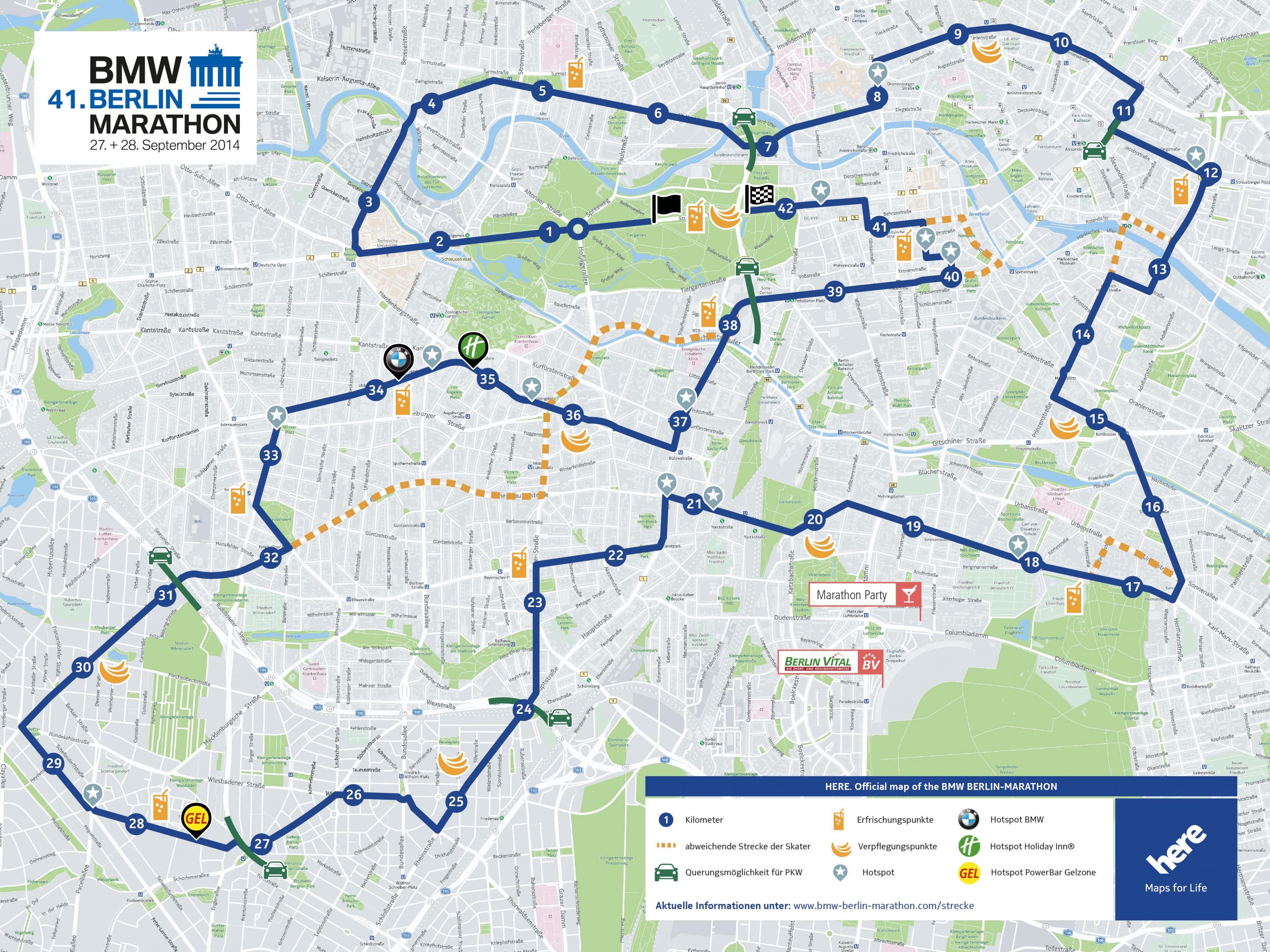 Marathon de Berlin carte carte de marathon de berlin (Allemagne)