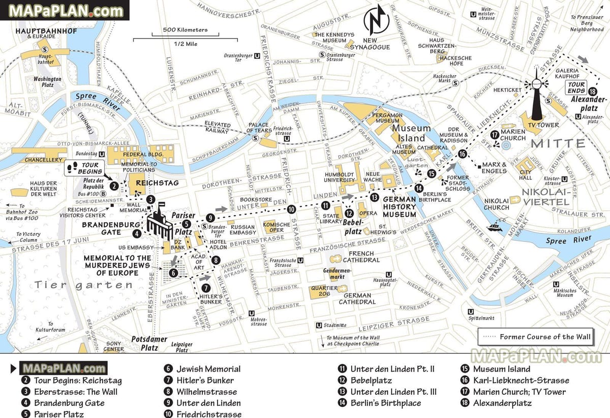 visite à pied de berlin map