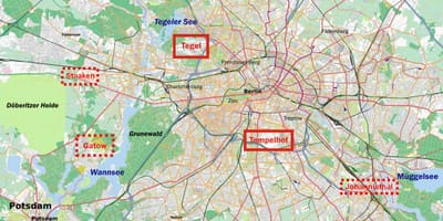 La carte des aéroports de berlin, allemagne